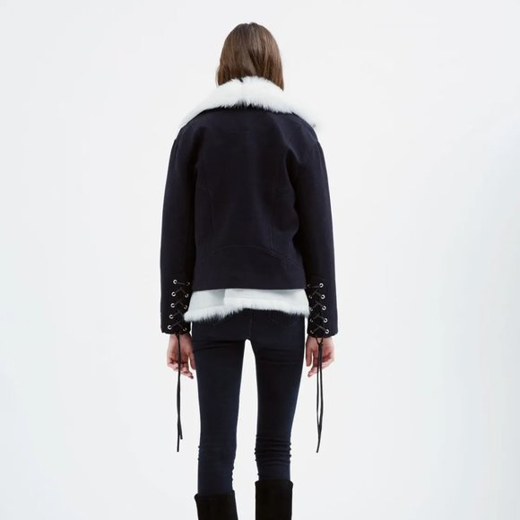 🌟NEW IRO 2-in-1 Jacket w/ 100% Lamb Shearling Vest. Black on black - Picture 7 of 15